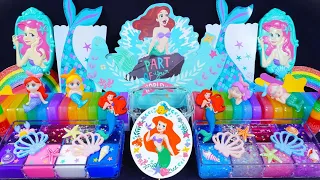 "The Little Mermaid" Slime. Mixing Makeup into clear slime! 🌈ASMR🌈 #satisfying #슬라임 #ariel (409)