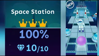 Rolling Sky - Space Station 100% (10/10 💎 - 3/3 👑) | Rolling sky