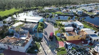 Hurricane Ian‘s damage to Gasparilla Mobile Estates in Placida, Florida.