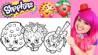 Coloring Shopkins Kooky Cookie, Strawberry Kiss & Lolli Poppins