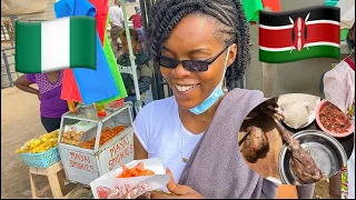 NIGERIANS TRY KENYAN FOODSTREET FOOD FOR THE FIRST TIME..UGALI,SMOKIES,NYAMA CHOMA|Pamela o