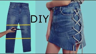 DIY/청바지를 치마바지로 리폼하기/Old jeans into skirt/Old jeans Ideas/Recycle/Reuse/Denim recycle/DIY Jeans