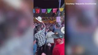 New video shows the moment a gunshot rang out at a Fiesta event, injuring one