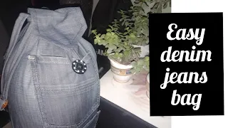 How to make backpack from old jeans| easy denim bag | no zip bag