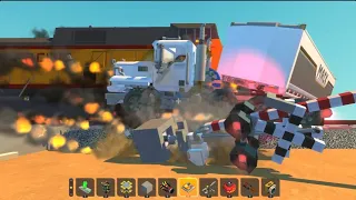 Scrap Mechanic Trains vs car Compilation 4