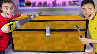 UNBOXING MINECRAFT TREASURE CHEST! (ENDERMAN CALLS US DIAMOND ITEMS AND GOLD UNBOXED!) HARDCORE BOX