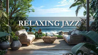 Seaside Cafe Ambience - with Tropical Bossa Nova Music & Gentle Waves for Relaxation
