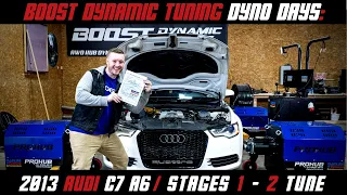 Audi C7 A6 Stock v. Stage 1 vs Stage 2 W/ Single pulley Install - Dyno