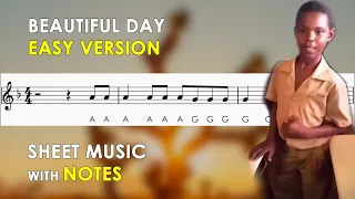 Beautiful Day | Sheet Music with Easy Notes for Recorder, Violin Beginners Tutorial Jermaine Edwards