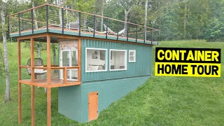 CUSTOM 29ft TINY SHIPPING CONTAINER HOME on Stilts w/ Rooftop Deck!