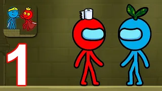Red and Blue Stickman : Animation Parkour - Gameplay Walkthrough Episode 1 (Android)