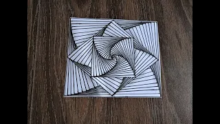 3D Line Illusion Drawing on Paper