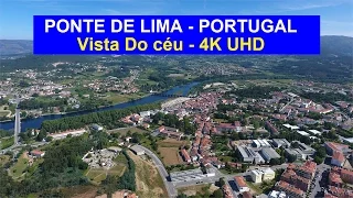 Ponte De Lima  - Vista Do céu - 4K