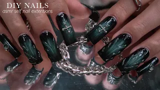 💚 do goth nails with me 🐍 Harry Potter Slytherin Theme Gel X Nails 🖤