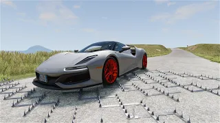 Mobil Kecelakaan Vs Paku Jatuh Kejurang Mobil Rusak Hancur Terguling Beamng.Drive Crash Games #1