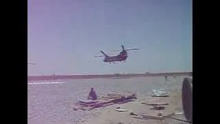 Chinook helicopters taking off from FOB x 2