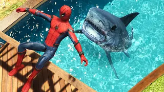 GTA 5 Epic Ragdolls | SPIDERMAN Jumps/Fails ep.8 (Monstrous Shark)