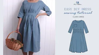 DIY Gathered Dress  + Sewing Patterns [ Beginner Sewing ] - PINS N PATTERNS