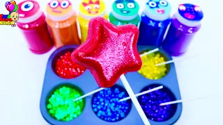 Numberblocks MAKE YOUR OWN RAINBOW LOLLIPOP CANDY Playdoh Cutting Glitter Stars Satisfying Video🌟