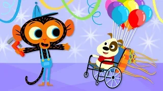 Little Doggy's Wheelchair Gets A Makeover | Mr. Monkey, Monkey Mechanic