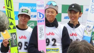 １位 #小林陵侑 選手、２位 #二階堂蓮 選手、３位 #中村直幹 選手 第36回UHB杯 表彰式動画 男子組 2023/10/28(土) 大倉山ジャンプ競技場