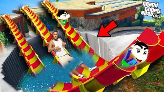 Franklin Install Water Slide Outside His Premium Luxury House In GTA 5 ! Waterslide GTA 5