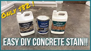 EASY Diy Concrete Stain  |VALSPAR CONCRETE STAIN | UNDER $100!!