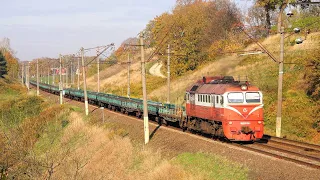 Тепловоз М62К-1181 перевозит рельсовые плети / M62K-1181 transporting long rails