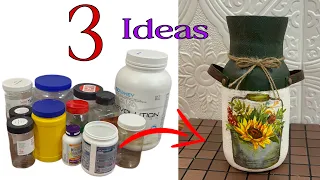 3 Diy Home Decor Crafts With Plastic Jar/ Recycling jar/ أفكار يدويه من تدوير البرطمانات