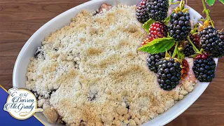 The Easiest and Most Delicious British Classic Dessert - Blackberry and Apple Crumble with Custard