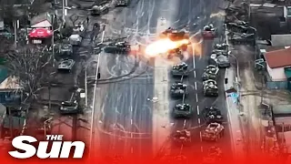 Ukrainian army explode Russian tanks in Kyiv suburb 'forcing them to retreat'