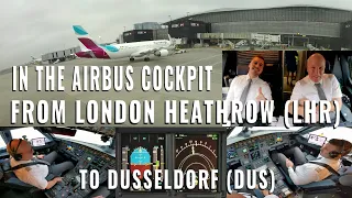 AIRBUS COCKPIT FROM LONDON 🇬🇧 (LHR) TO DÜSSELDORF 🇩🇪 (DUS)! | 6 cameras! | 4k quality