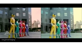 Power Rangers Time Force First Appearance Split Screen (PR and Sentai version)