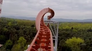 Sky Scream Roller Coaster POV Premier Launched Ride Holiday Park Germany Achterbahn