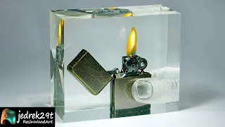 A Burning ZIPPO Lighter in Epoxy Resin. DIY a Simple Way / RESIN ART