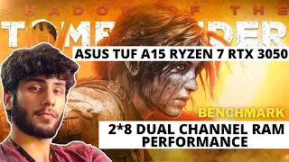 Shadow of the Tomb Raider Asus TUF A15 Ryzen 7 4800h RTX 3050--16gb Dual Channel RAM benchmark fps+