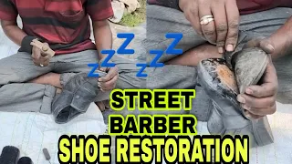Indian Cobbler, Shoe Restoration By Street Cobbler And Shoe Shine Very Relaxing Asmr 💤😴