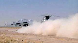 C-17 Globemaster III Airdrops. Dirt Runway Takeoffs and Landings