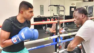 Jeff Mayweather instructs boxing beginner inside the Mayweather Boxing Club