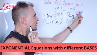 How to Solve EXPONENTIAL Equations with DIFFERENT BASES using LOGARITHMS?