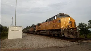 Ex SP!!! UP #9639 leads a very fast WB UP M-LIEW05 out of Livonia, Louisiana!!!