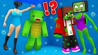 Zombie JJ KISSED Zombie TV WOMAN UNDERWATER! Mikey and CAMERAWOMAN are SHOCKED in Minecraft - Maizen