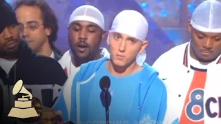 Eminem accepting the GRAMMY for Best Rap Album at the 45th GRAMMY Awards | GRAMMYs