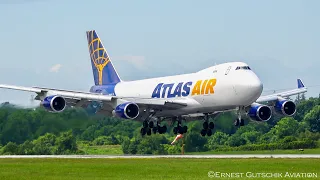 (4K) 3x Atlas Air Boeing 747-400's Visit Hamilton Airport