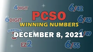 P29M Jackpot Grand Lotto 6/55, EZ2, Suertres, 4Digit, and Mega Lotto 6/45 |  December 8, 2021