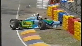 F1 Australia 1994 Qualifying big crash of Michael Schumacher (Eurosport German)