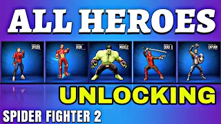 How to unlock all characters in spider Fighter 2 Full Gameplay