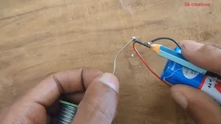 how to make soldering iron using with pencil and 9v battery ||  SK creatives