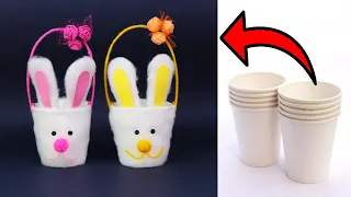 DIY Beautiful Paper Cup Bunny Basket | Amazing DIY Basket From Paper Cup | Paper Cup Craft | Craft