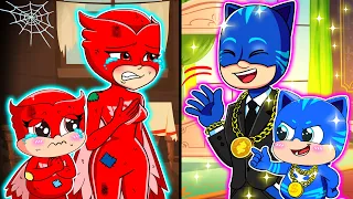 RICH DAD or POOR MOM? I'm So Sorry Owlette! | Family Catboy's Sad Story | PJ MASKS 2D Animation